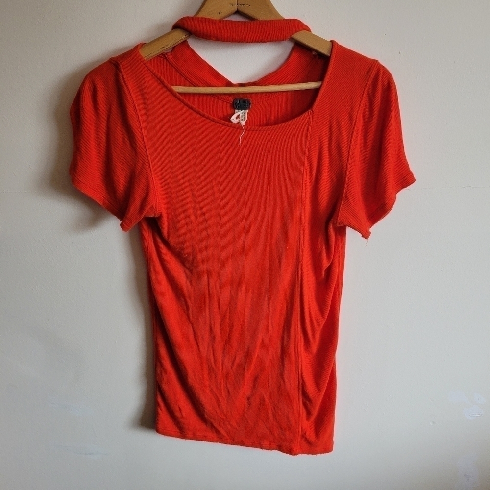 We The Free Short Sleeve Shirt Stretchy Red Medium M